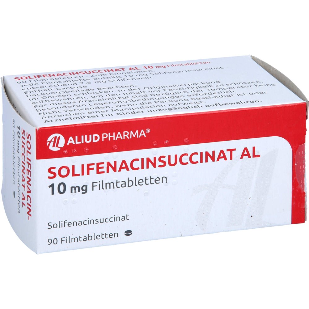 Das Produktfoto zeigt Solifenacinsuccinat Al 10 Mg Filmtabletten (90 stk) PZN 15378945