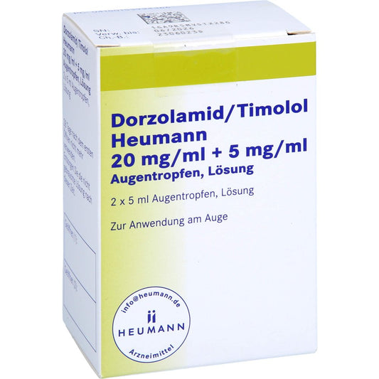 Das Produktfoto zeigt Dorzolamid/Timolol Heumann 20 Mg/Ml+5 Mg/Ml Atr (2X5 ml) PZN 15393436