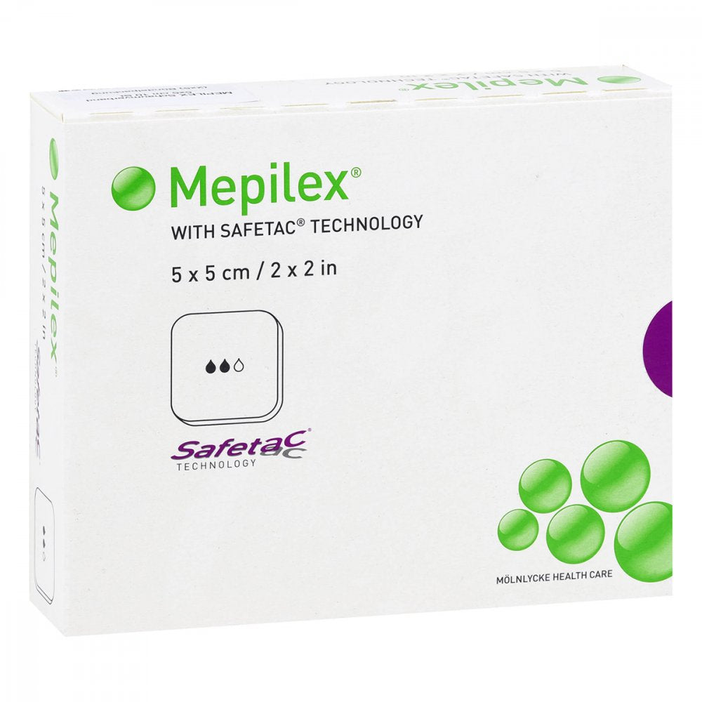 Das Produktfoto zeigt Mepilex 5x5 Cm Schaumverband (5 stk) PZN 15397664