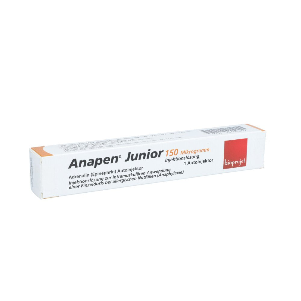Das Produktfoto zeigt Anapen Junior 150 Μg Injektionslösung Autoinjektor (1 stk) PZN 15405010
