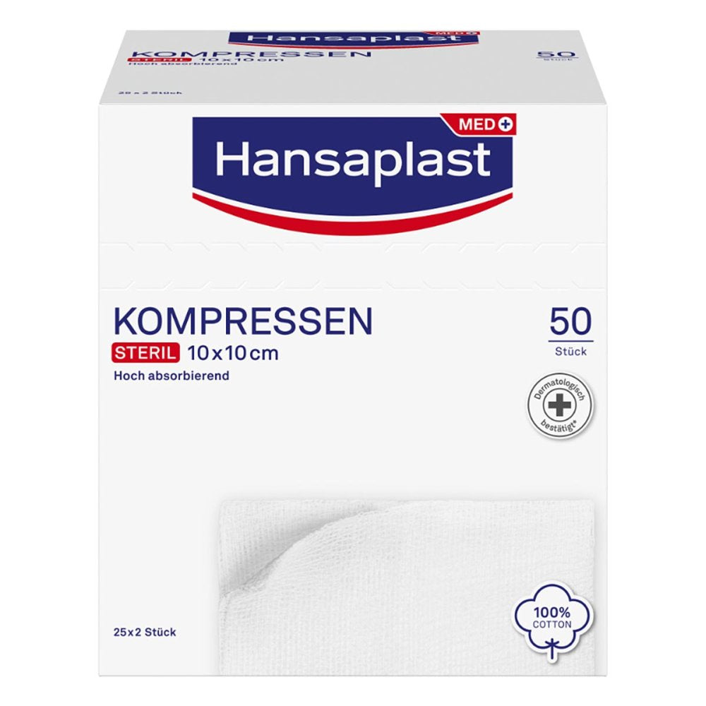 Das Produktfoto zeigt Hansaplast Kompressen Steril 10x10 Cm (25X2 stk) PZN 15406877