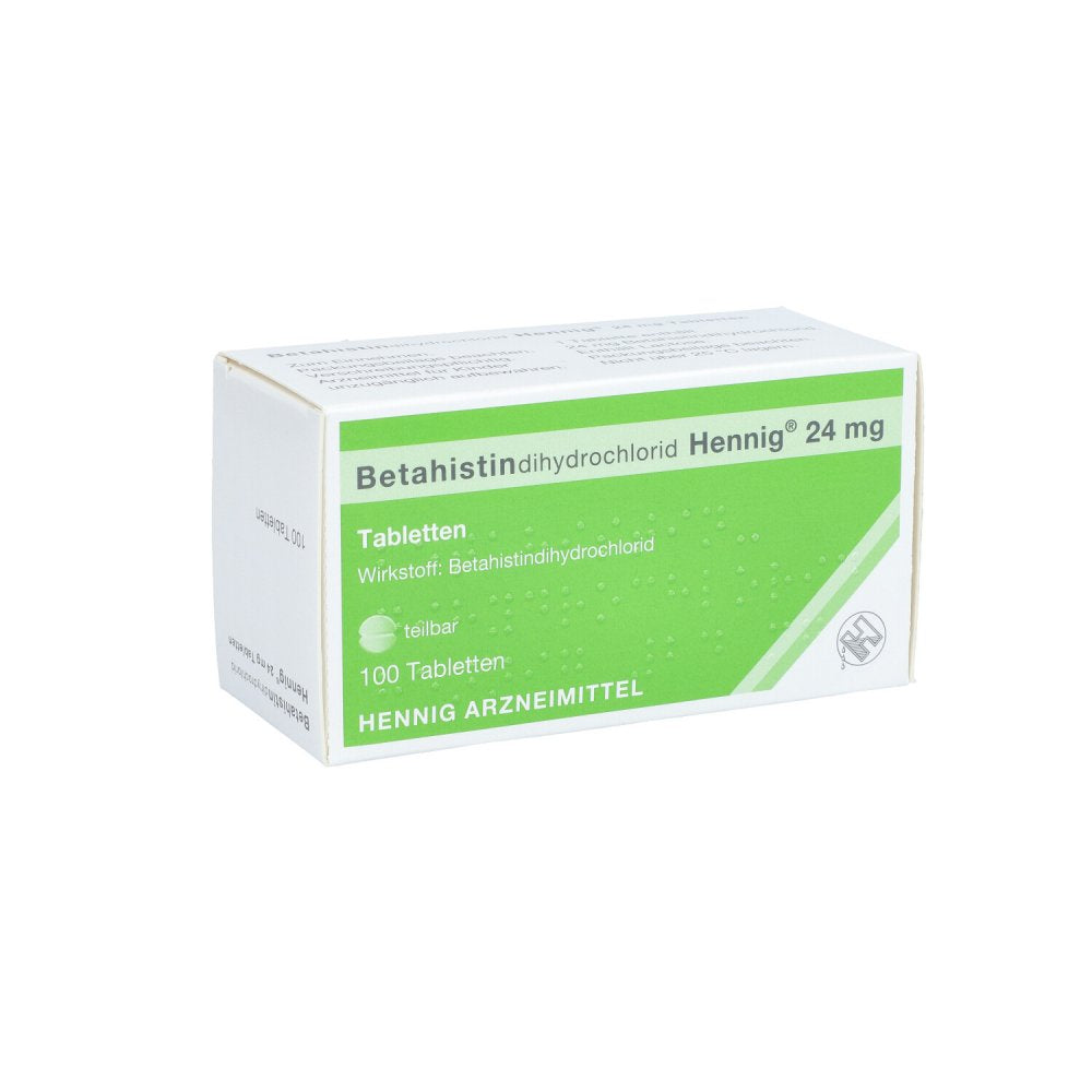 Das Produktfoto zeigt Betahistindihydrochlorid Hennig 24 Mg Tabletten (100 stk) PZN 15415830