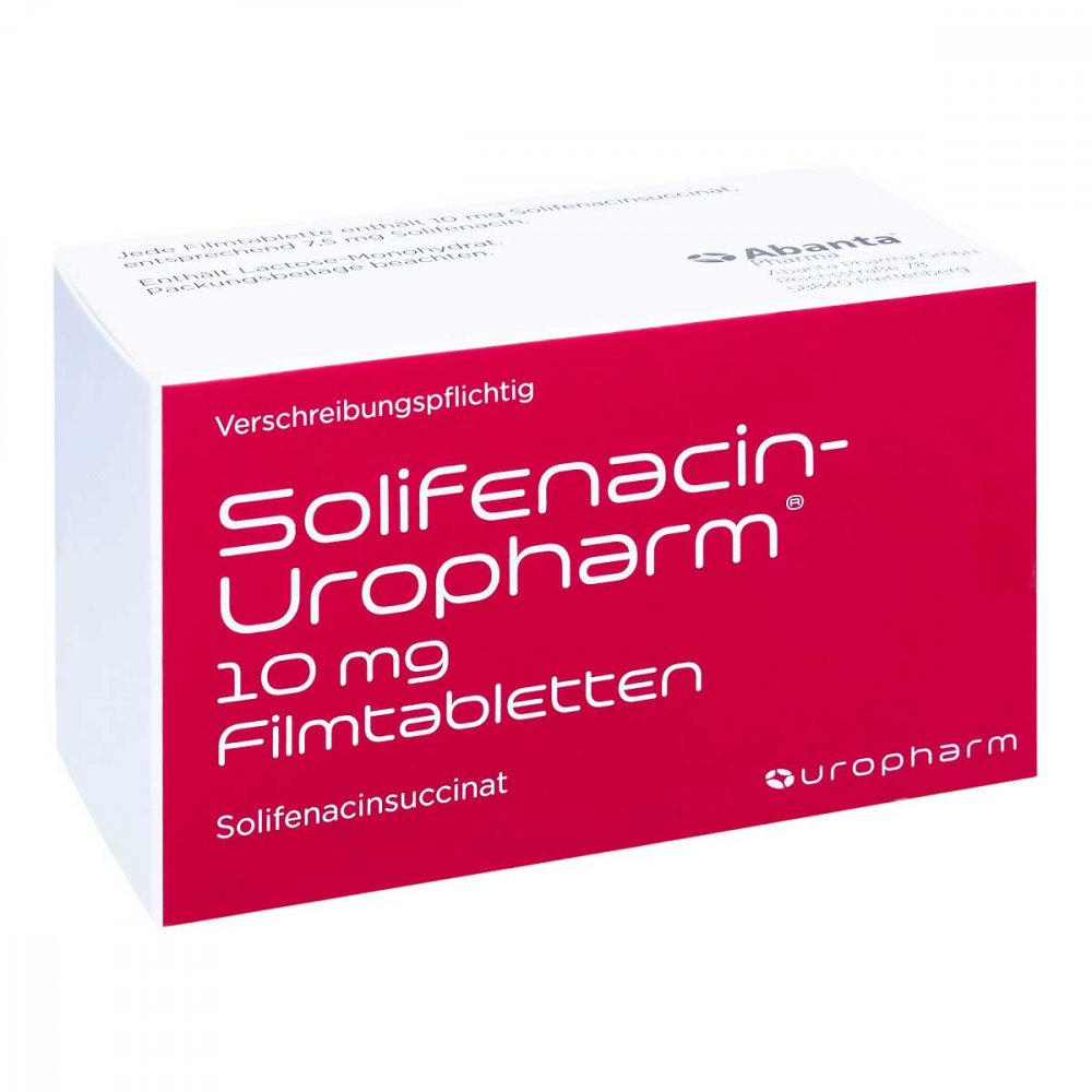 Das Produktfoto zeigt Solifenacin-Uropharm 10 Mg Filmtabletten (50 stk) PZN 15418490