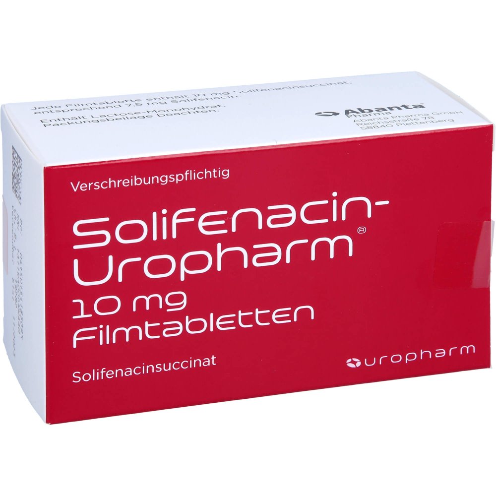 Das Produktfoto zeigt Solifenacin-Uropharm 10 Mg Filmtabletten (90 stk) PZN 15418509