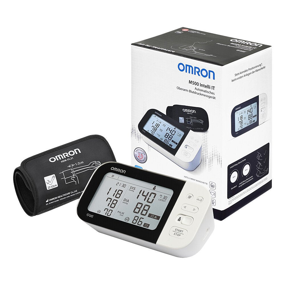 Das Produktfoto zeigt Omron M500 Intelli It Oberarm Blutdruckmessgerät (1 stk) PZN 15423367