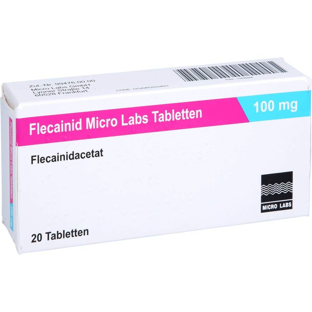 Das Produktfoto zeigt Flecainid Micro Labs 100 Mg Tabletten (20 stk) PZN 15426466