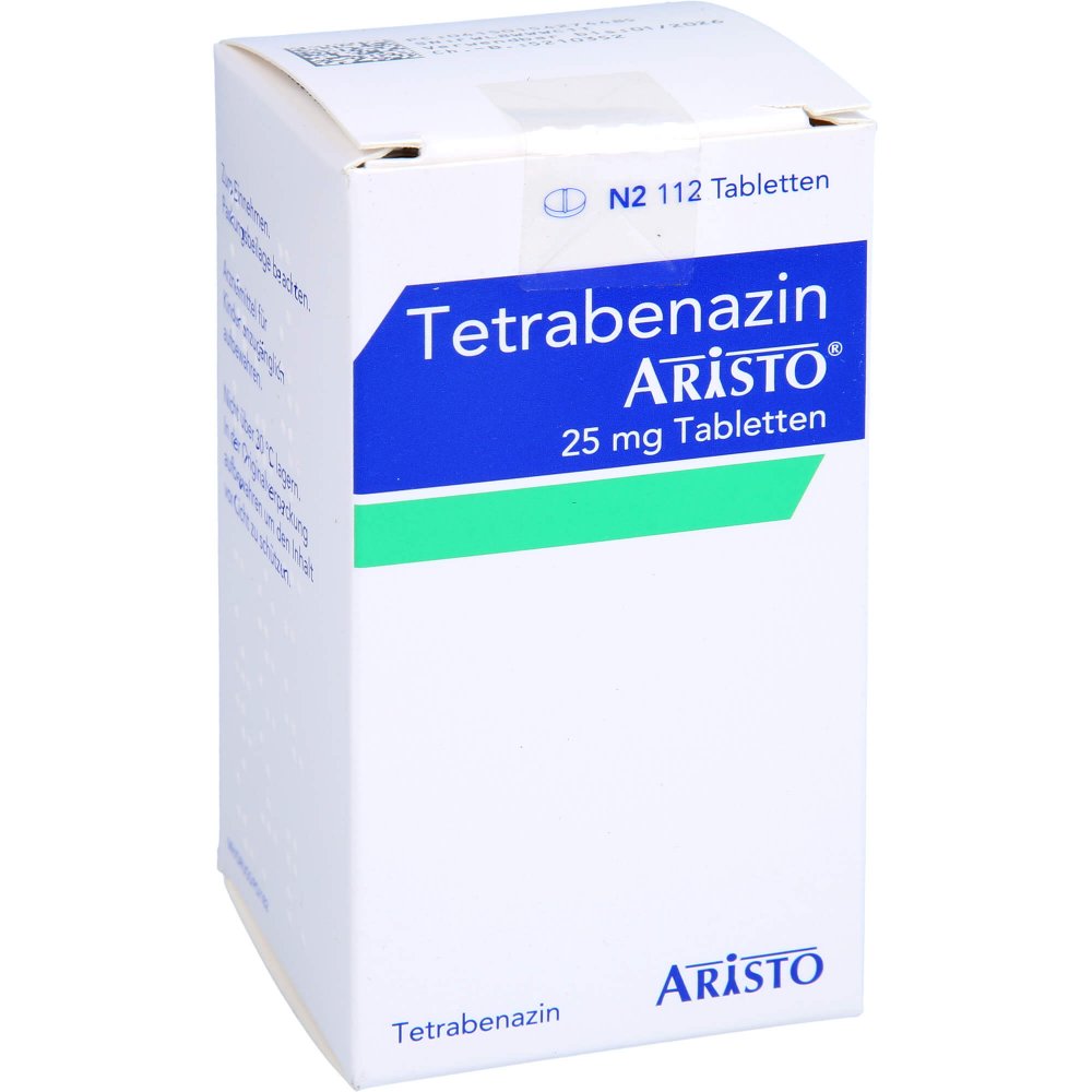 Das Produktfoto zeigt Tetrabenazin Aristo 25 Mg Tabletten (112 stk) PZN 15427448