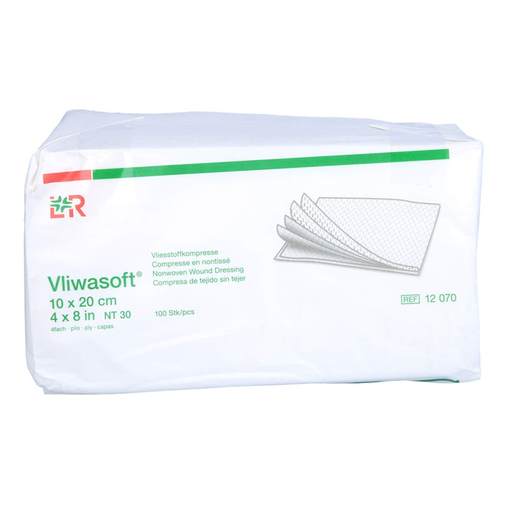 Das Produktfoto zeigt Vliwasoft Vlieskompressen Unsteril 10x20 Cm 4l. (100 stk) PZN 15431579