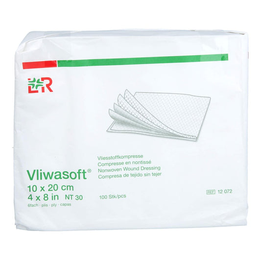 Das Produktfoto zeigt Vliwasoft Vlieskompressen Unsteril 10x20 Cm 6l. (100 stk) PZN 15431591