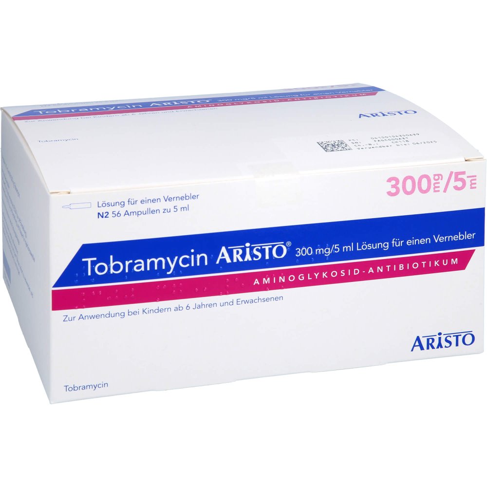 Das Produktfoto zeigt Tobramycin Aristo 300 Mg/5 Ml Lösung F.E.Vernebler (56 stk) PZN 15435063