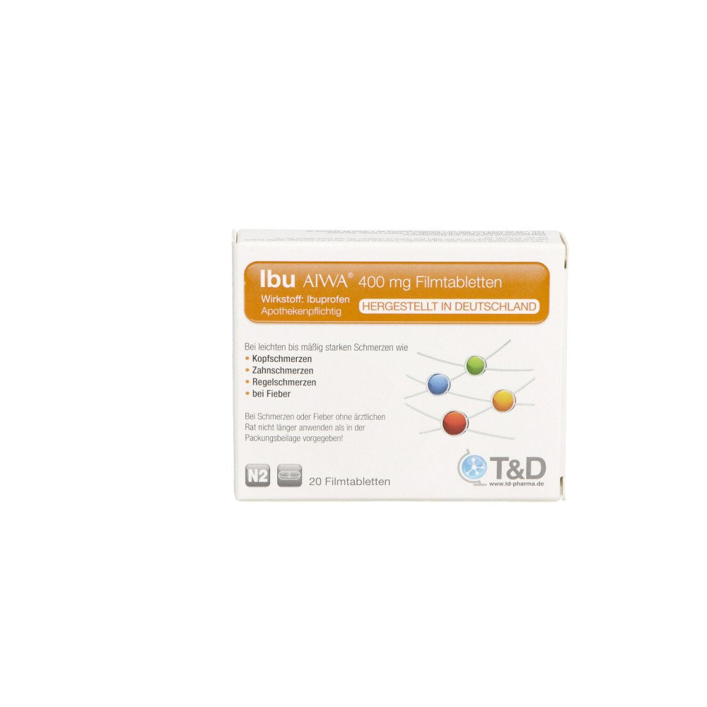 Das Produktfoto zeigt Ibu Aiwa 400 Mg Filmtabletten (20 stk) PZN 15505208