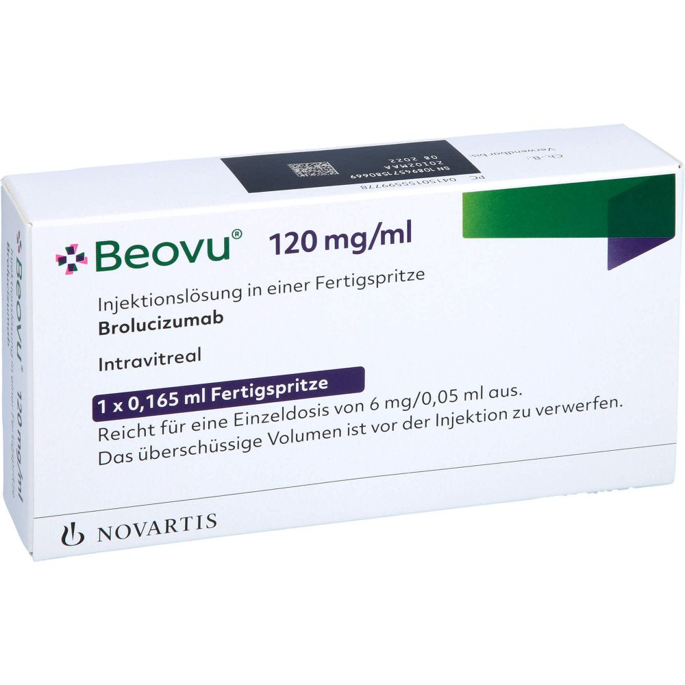 Das Produktfoto zeigt Beovu 120 Mg/Ml Injektionslösung I.E.Fertigspritze (1 stk) PZN 15559977