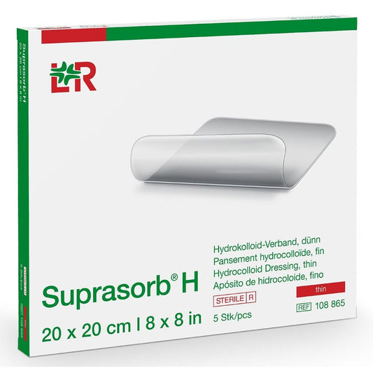 Das Produktfoto zeigt Suprasorb H Hydrokoll.Verb.Dünn 20x20 Cm (5 stk) PZN 15563370