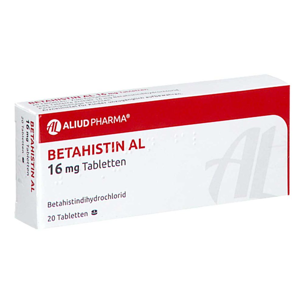 Das Produktfoto zeigt Betahistin Al 16 Mg Tabletten (20 stk) PZN 15563677