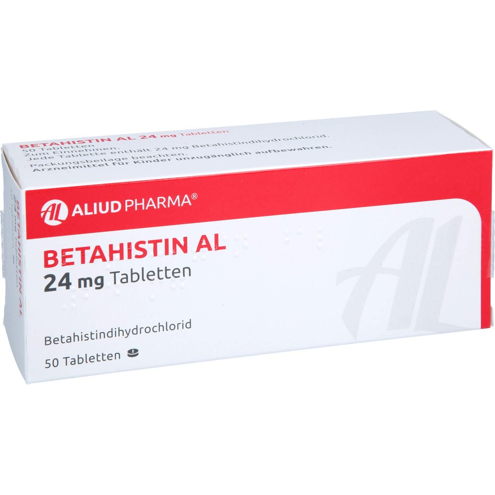 Das Produktfoto zeigt Betahistin Al 24 Mg Tabletten (50 stk) PZN 15563720