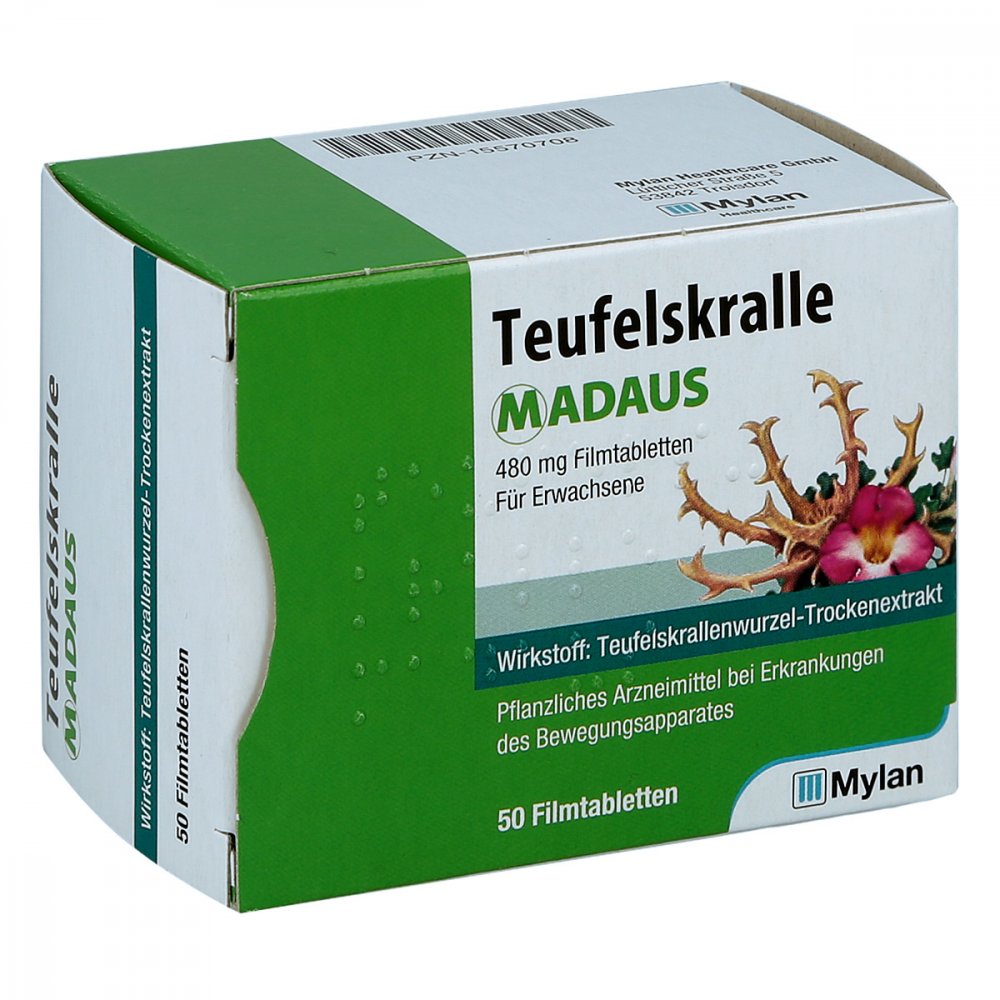 Das Produktfoto zeigt Teufelskralle Madaus Filmtabletten (50 stk) PZN 15570708