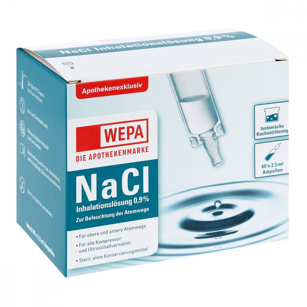 Das Produktfoto zeigt Wepa Inhalationslösung Nacl 0,9% (60X2.5 ml) PZN 15572104