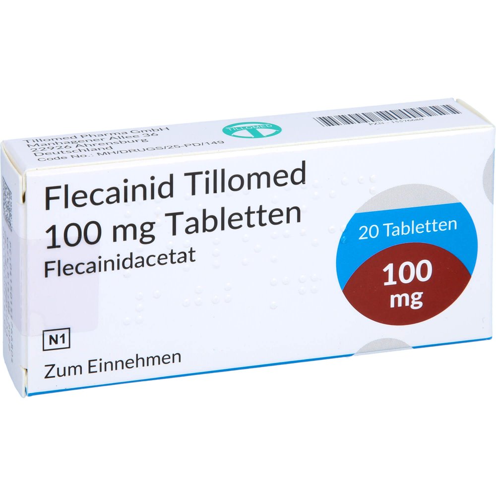 Das Produktfoto zeigt Flecainid Tillomed 100 Mg Tabletten (20 stk) PZN 15576680