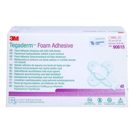Das Produktfoto zeigt Tegaderm Foam Adhesive Fk 6,9x6,9 Cm Kreuzf.90615 (10 stk) PZN 15589257