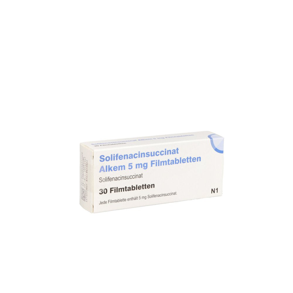 Das Produktfoto zeigt Solifenacinsuccinat Alkem 5 Mg Filmtabletten (30 stk) PZN 15611442