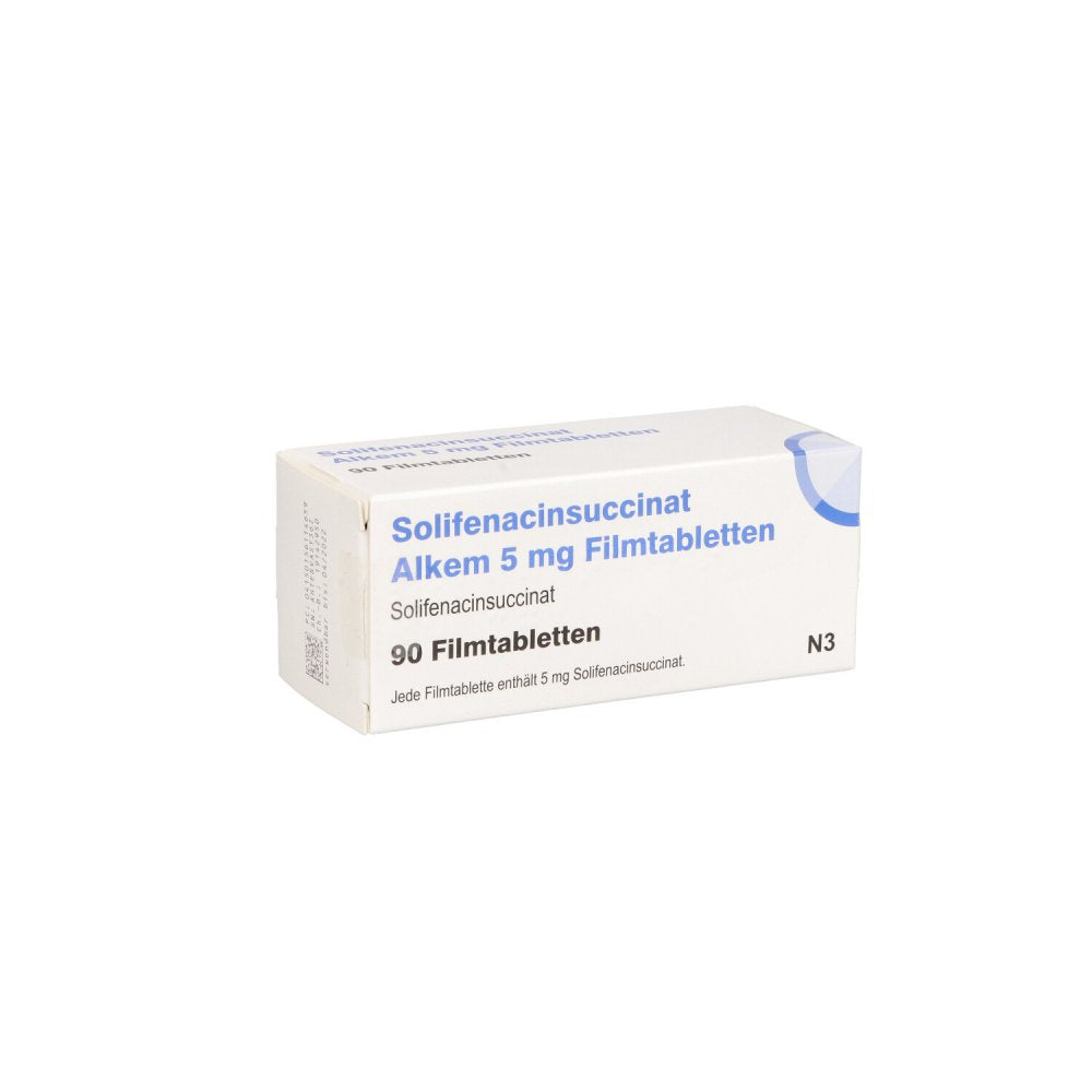 Das Produktfoto zeigt Solifenacinsuccinat Alkem 5 Mg Filmtabletten (90 stk) PZN 15611465