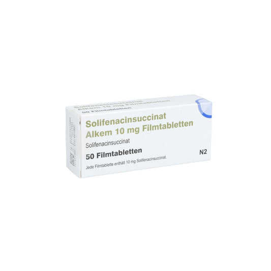 Das Produktfoto zeigt Solifenacinsuccinat Alkem 10 Mg Filmtabletten (50 stk) PZN 15611488