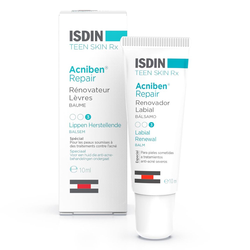Das Produktfoto zeigt Isdin Acniben Repair Lippenbalsam (10 ml) PZN 15617077