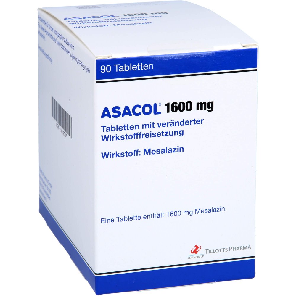 Das Produktfoto zeigt Asacol 1600 Mg Tabletten M.Veränd.Wirkst.-Frs. (90 stk) PZN 15619047