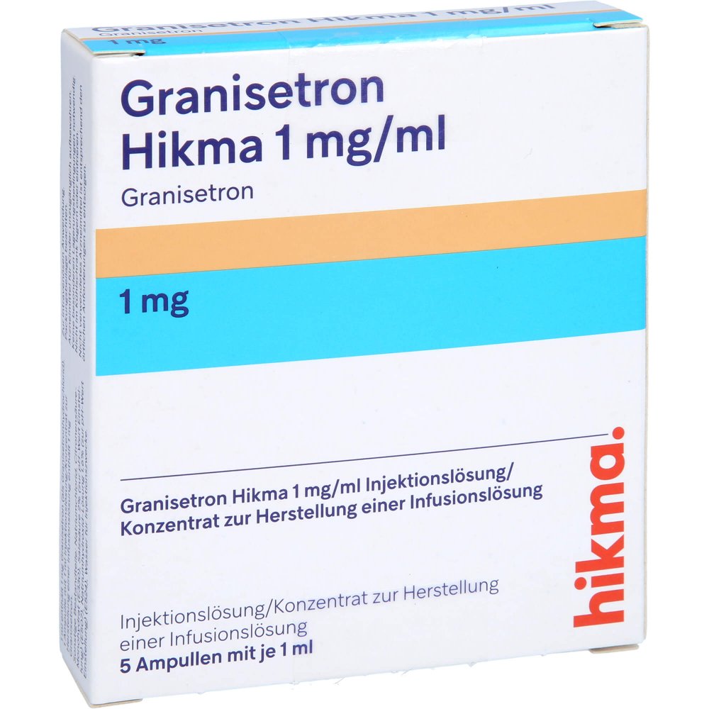Das Produktfoto zeigt Granisetron Hikma 1 Mg/Ml Inj.-L./Konz.Z.H.Inf.-L. (5X1 ml) PZN 15620435