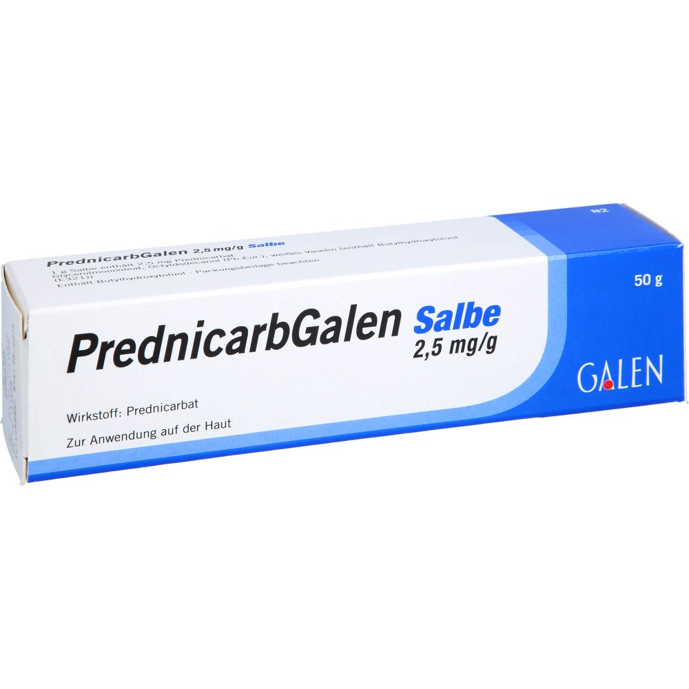 Das Produktfoto zeigt Prednicarbgalen 2,5 Mg/G Salbe (50 g) PZN 15629583