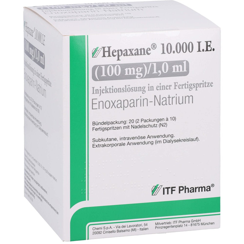 Hepaxane 10.000 I.E. 100 Mg/1,0 Ml Inj.-Lsg.I.E.Fs (20 stk)