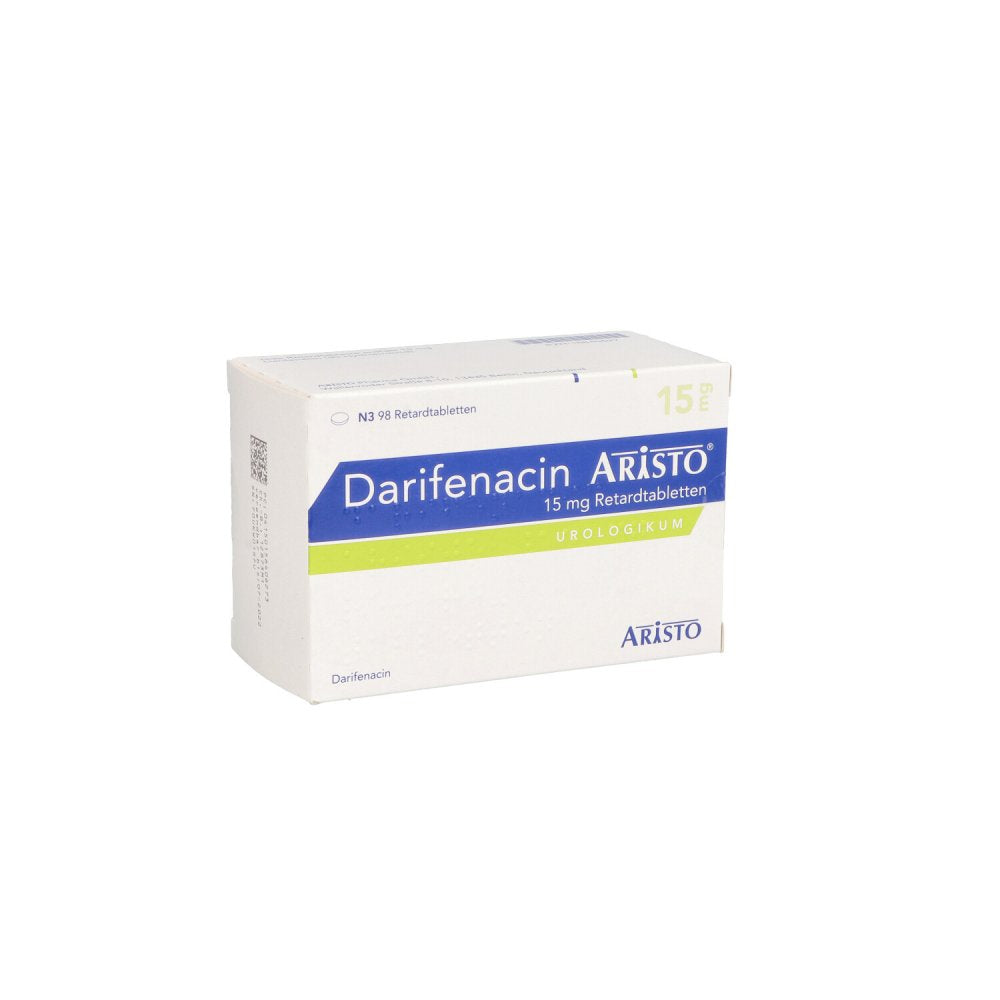 Das Produktfoto zeigt Darifenacin Aristo 15 Mg Retardtabletten (98 stk) PZN 15640627