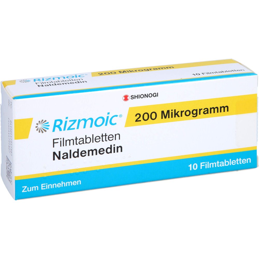 Das Produktfoto zeigt Rizmoic 200 Mikrogramm Filmtabletten (10 stk) PZN 15735730