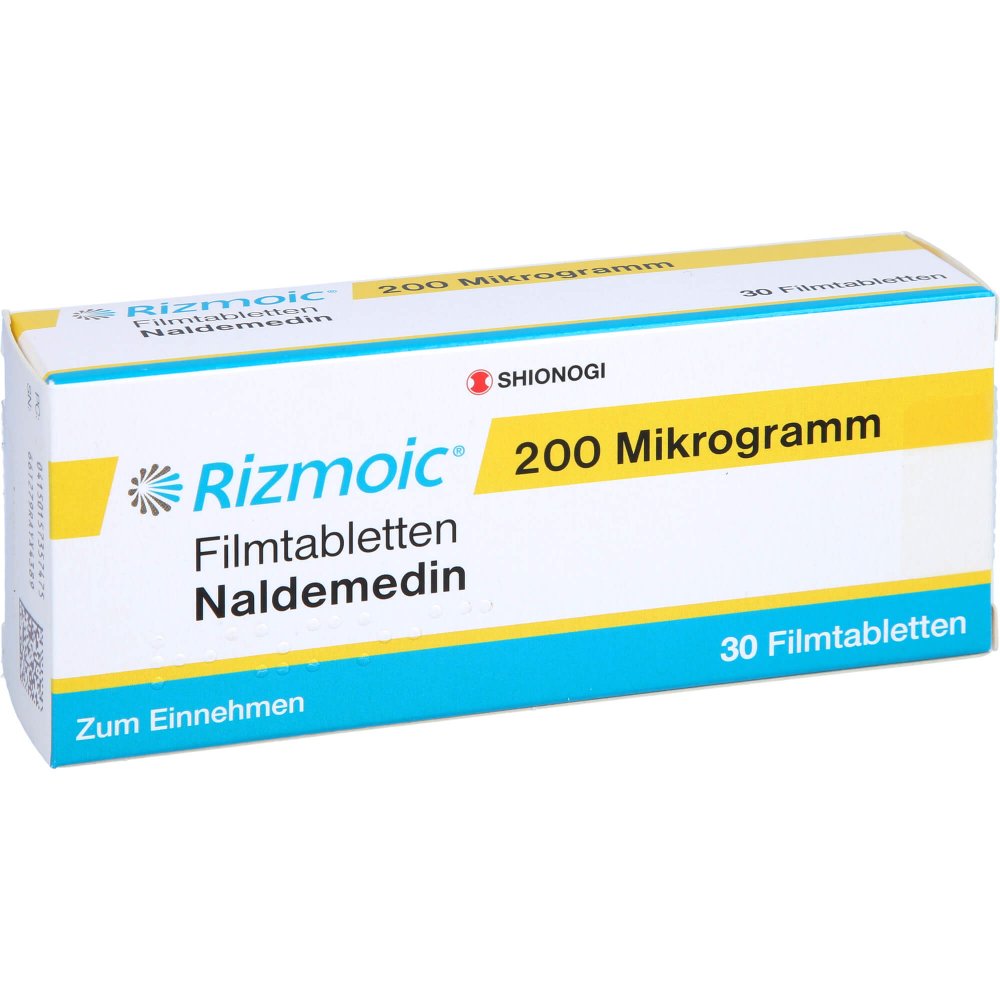 Das Produktfoto zeigt Rizmoic 200 Mikrogramm Filmtabletten (30 stk) PZN 15735747