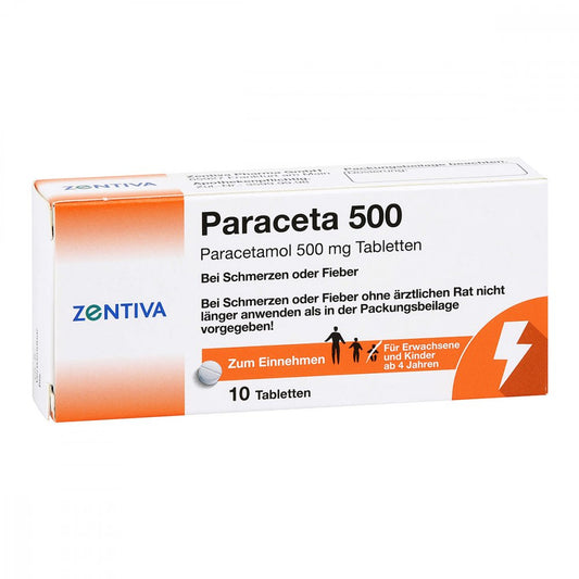 Das Produktfoto zeigt Paraceta 500 Tabletten (10 stk) PZN 15743853