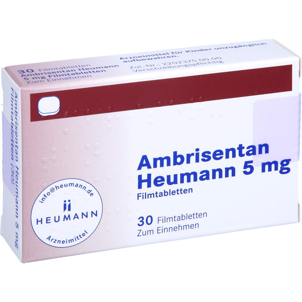 Das Produktfoto zeigt Ambrisentan Heumann 5 Mg Filmtabletten (30 stk) PZN 15747093