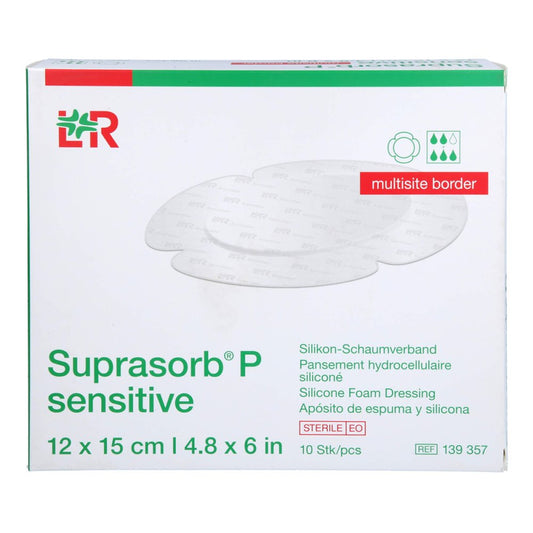 Das Produktfoto zeigt Suprasorb P Sen.Pu-Schaumv.Multis.Bor.12x15cm (10 stk) PZN 15785969
