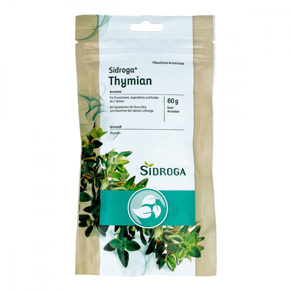 Das Produktfoto zeigt Sidroga Thymian Arzneitee Lose (80 g) PZN 15821079