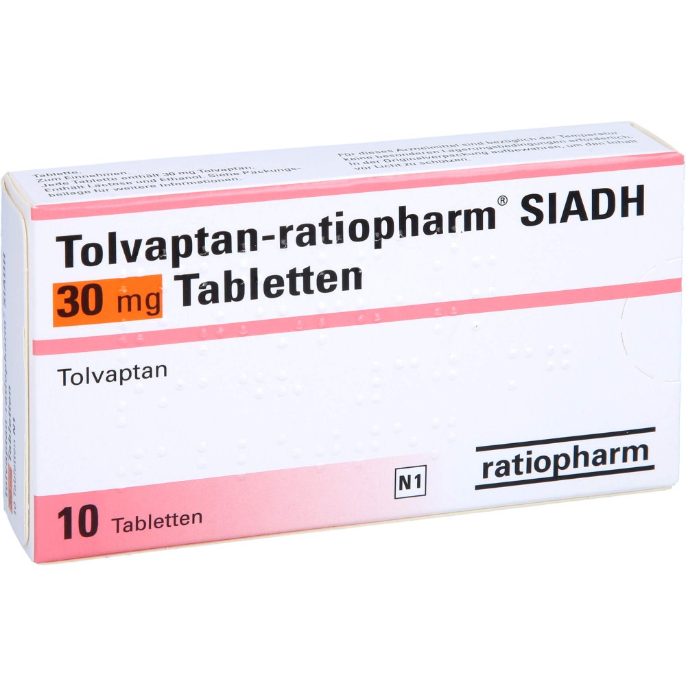 Das Produktfoto zeigt Tolvaptan-Ratiopharm Siadh 30 Mg Tabletten (10 stk) PZN 15821903