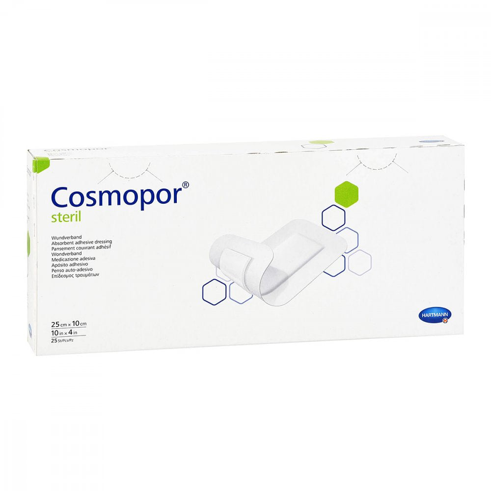 Das Produktfoto zeigt Cosmopor Steril Wundverband 10x25 Cm (25 stk) PZN 15823486