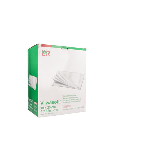 Das Produktfoto zeigt Vliwasoft Vlieskompressen Steril 10x20 Cm 6l. (50X2 stk) PZN 15824244