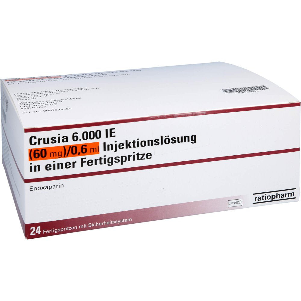 Das Produktfoto zeigt Crusia 6.000 I.E. 60 Mg/0,6 Ml Ilo F.Sp.+Sich-Sys. (24 stk) PZN 15861819