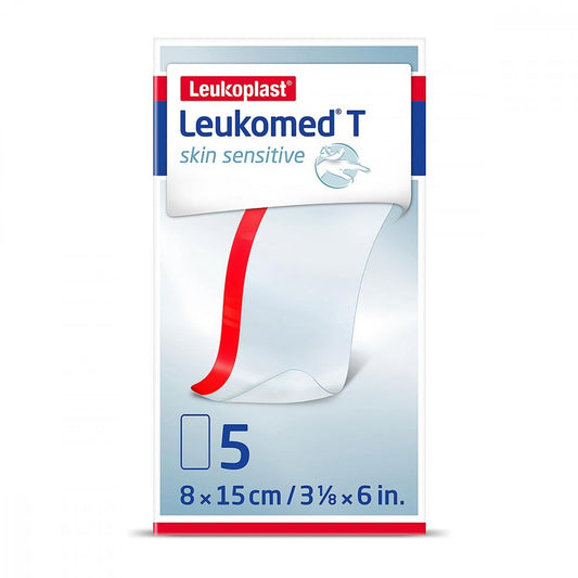 Das Produktfoto zeigt Leukomed T Skin Sensitive Steril 8x15 Cm (5 stk) PZN 15862948