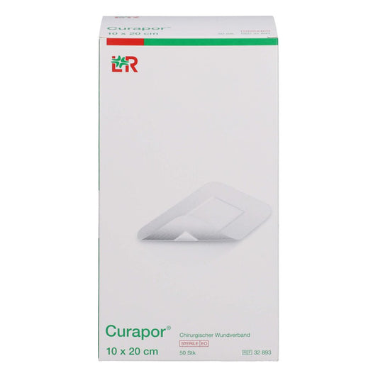 Das Produktfoto zeigt Curapor Wundverband Steril 10x20 Cm (50 stk) PZN 16001823