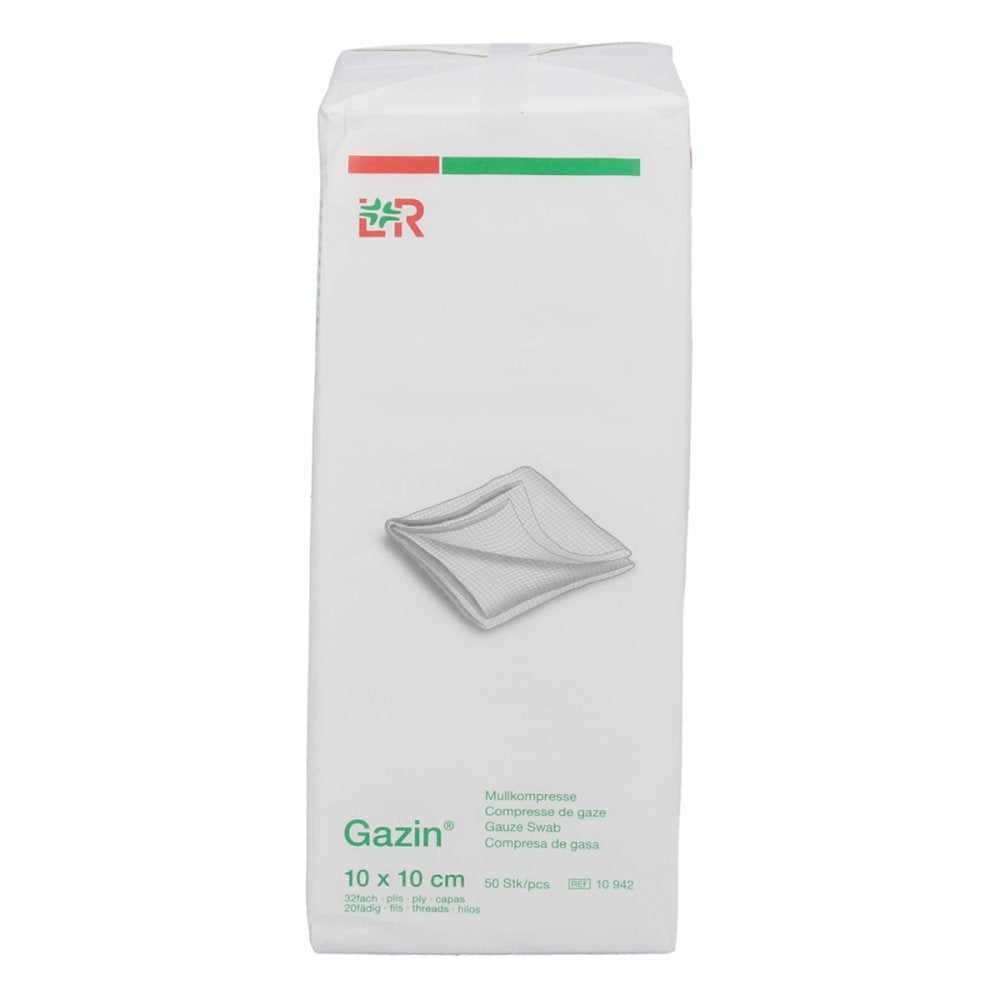 Das Produktfoto zeigt Gazin Mullkomp.10x10 Cm Unsteril 32fach Op (50 stk) PZN 16007599
