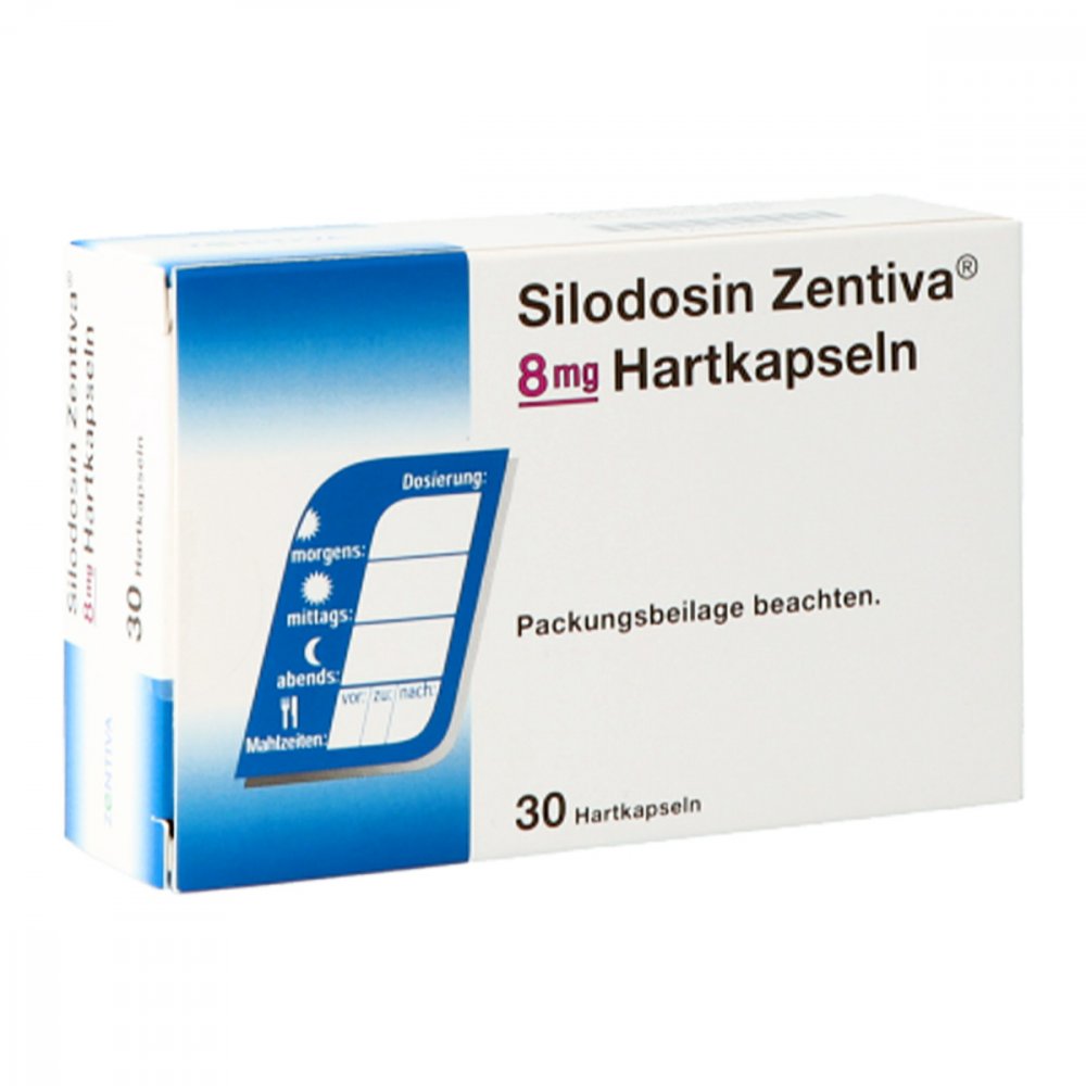 Das Produktfoto zeigt Silodosin Zentiva 8 Mg Hartkapseln (30 stk) PZN 16010288