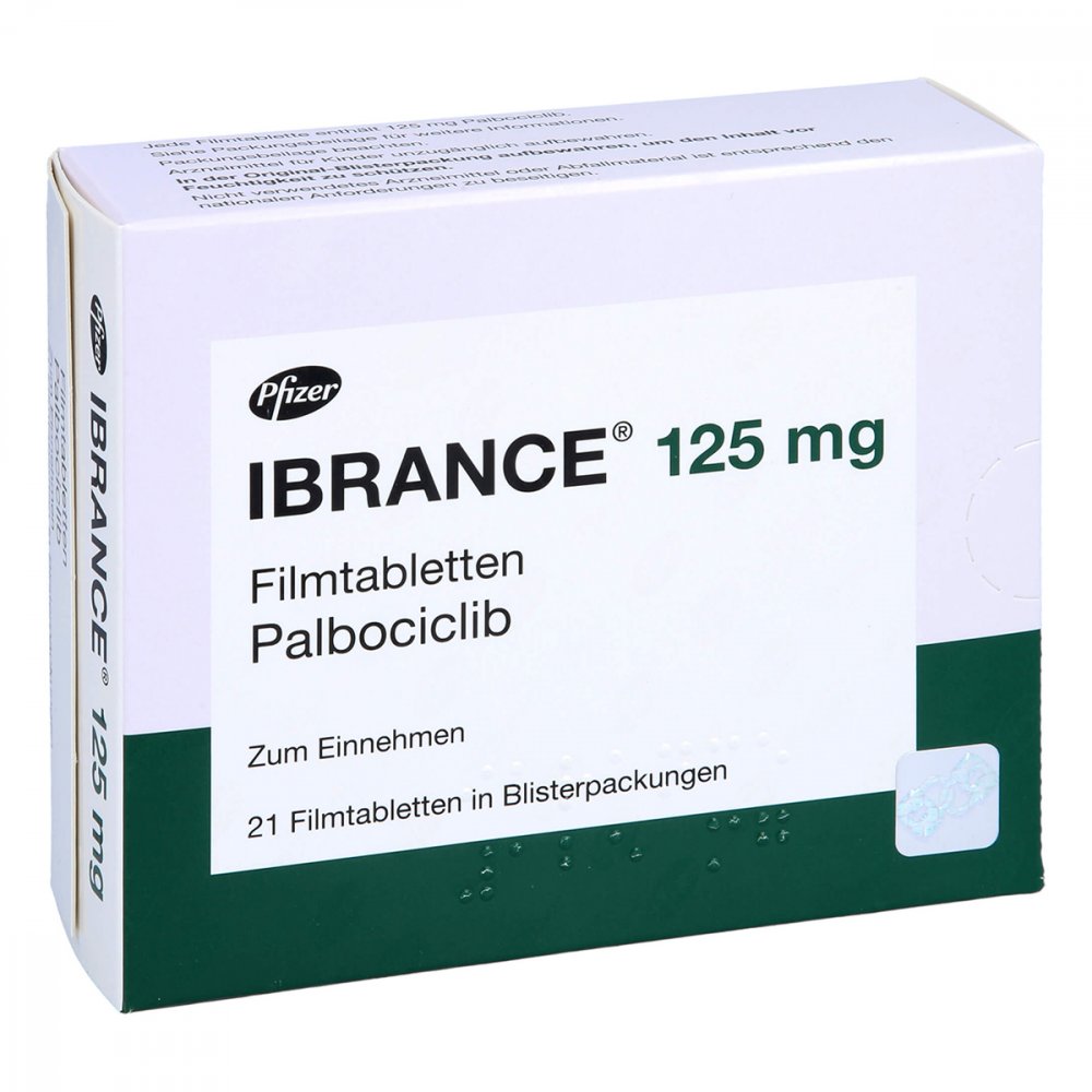 Das Produktfoto zeigt Ibrance 125 Mg Filmtabletten (3X7 stk) PZN 16016196