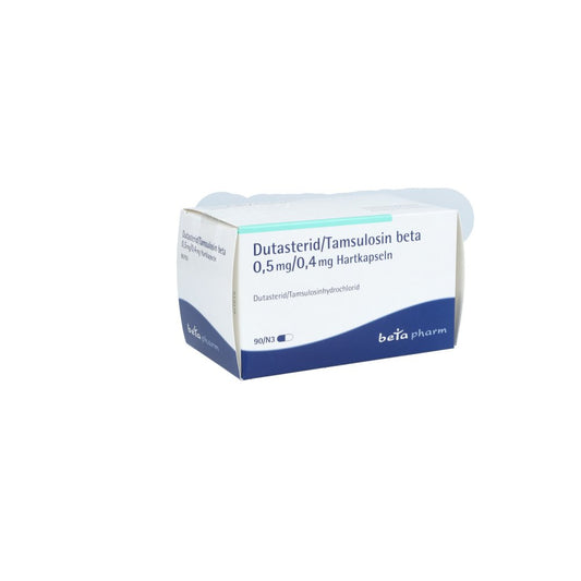 Das Produktfoto zeigt Dutasterid/Tamsulosin Beta 0,5 Mg/0,4 Mg Hartkaps. (90 stk) PZN 16018350