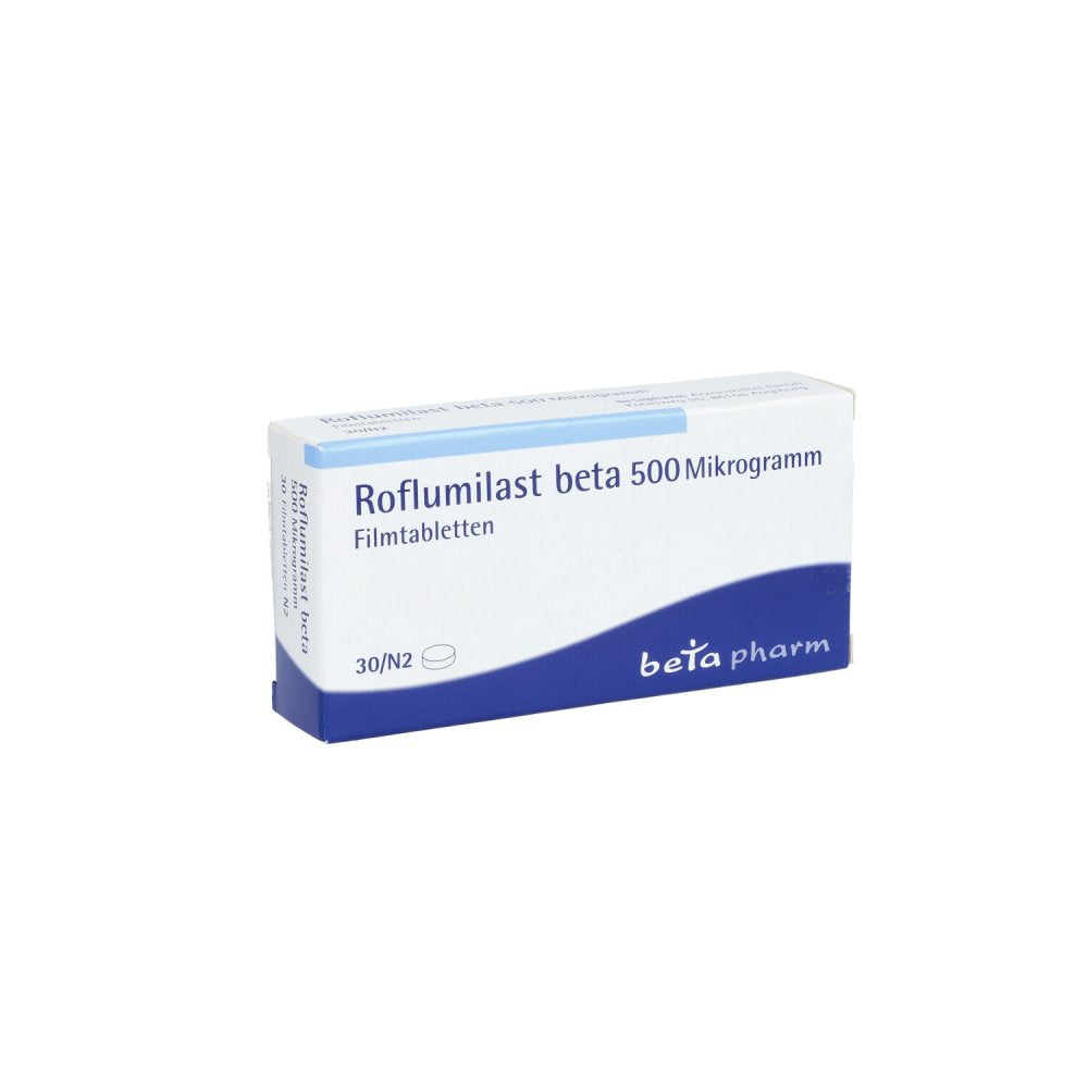 Das Produktfoto zeigt Roflumilast Beta 500 Μg Filmtabletten (30 stk) PZN 16018404