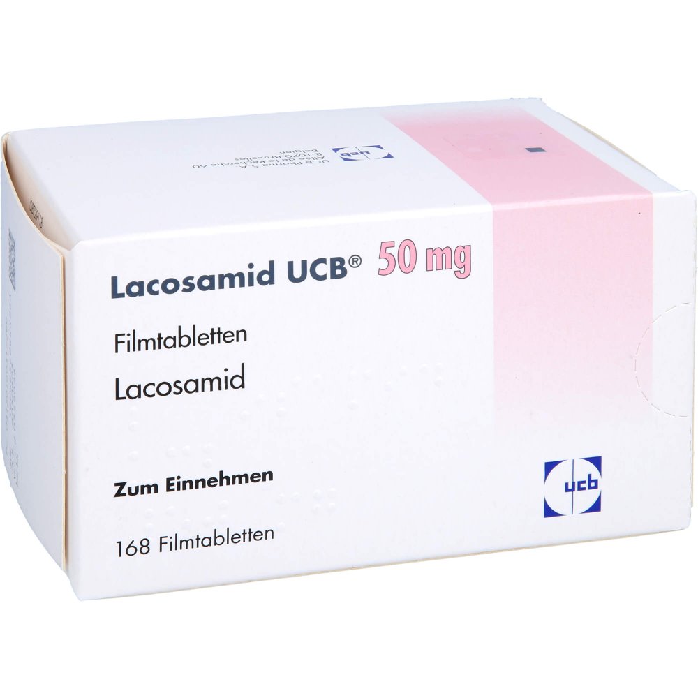 Das Produktfoto zeigt Lacosamid Ucb 50 Mg Filmtabletten (168 stk) PZN 16031729